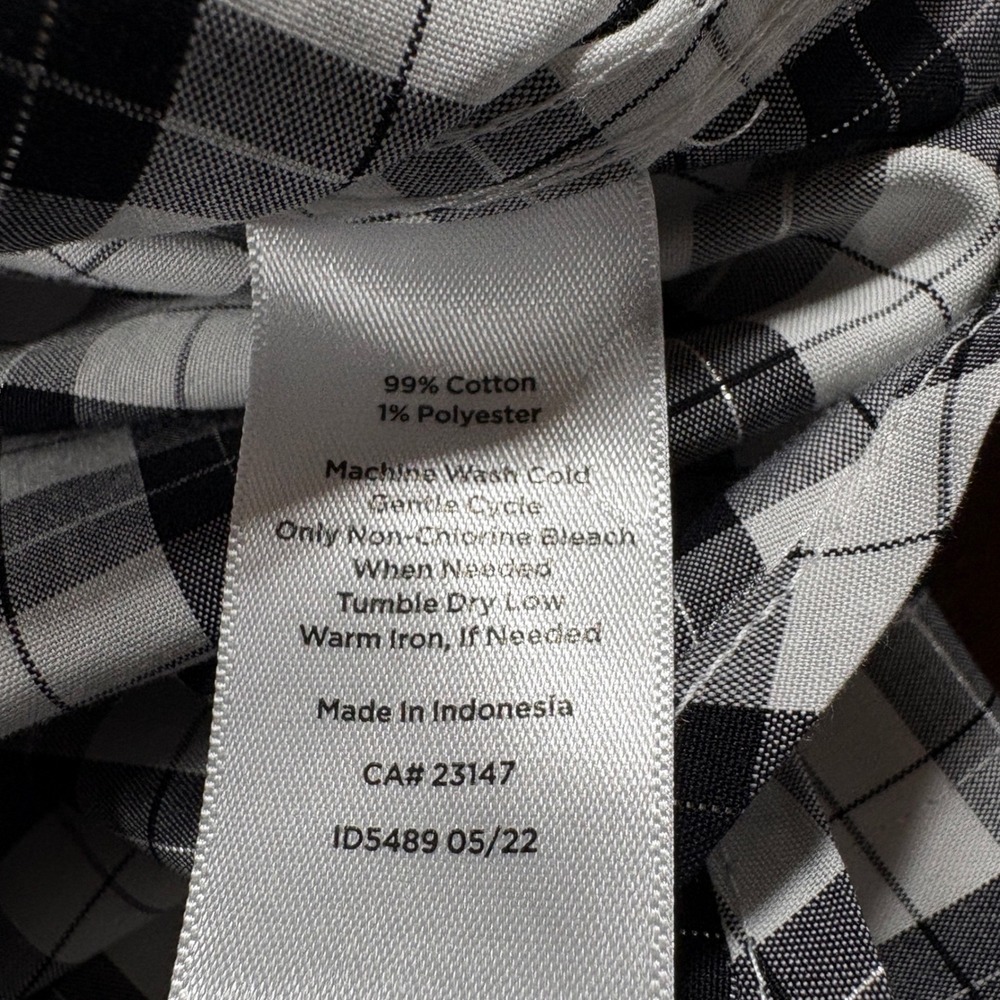 TALBOTS 20W‎ NON-IRON PERFECT SHIRT PLAZA PLAID BLACK WHITE COTTON - Picture 15 of 15